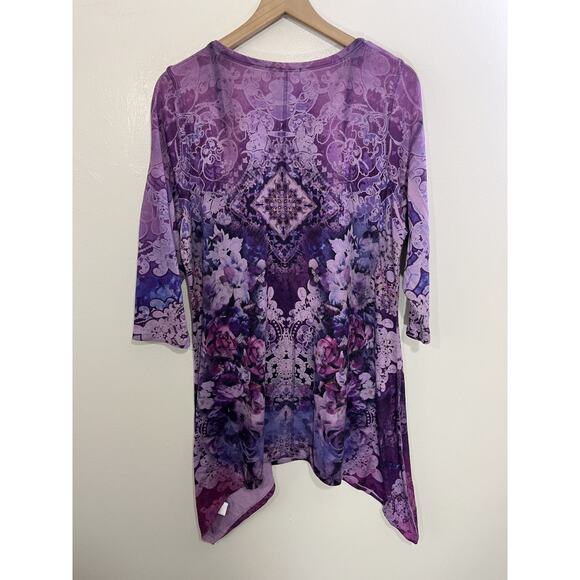Y2K 90s Fairy Psychedelic Witchy Floral Mandala Boho Top 0X Flowy Artsy Hippie - Picture 9 of 14